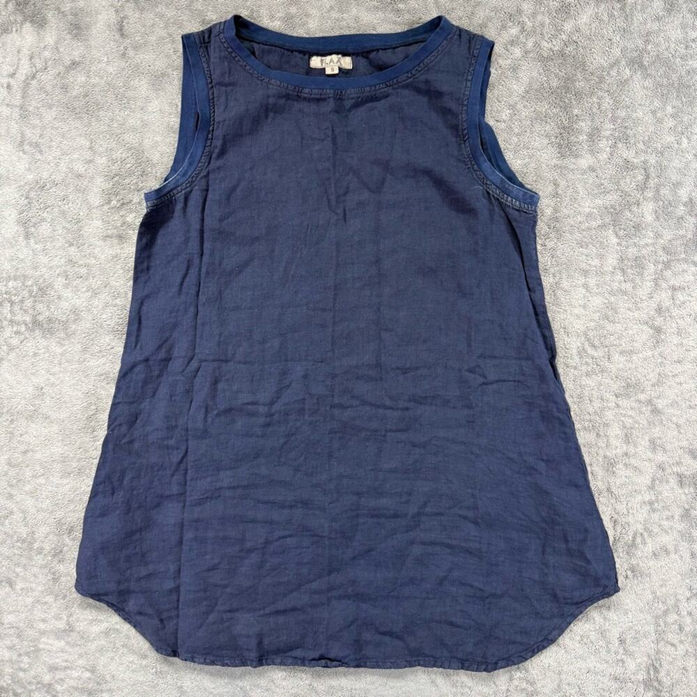 FLAX Women’s 100% Linen Coastal Tunic Tank Top Layering Basic Minimalist Flowy